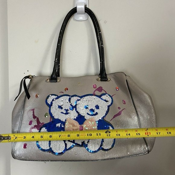Kate Spade Large Leather Tote Customized With Bear - Picture 5 of 10
